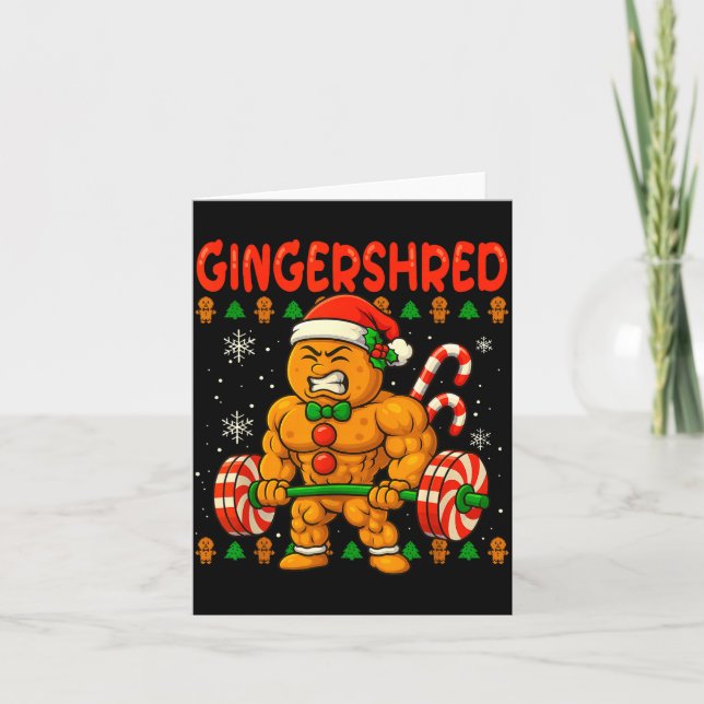 Tarjeta Gingershred Gingerbread Christmas Workout Gym Ging (Anverso)