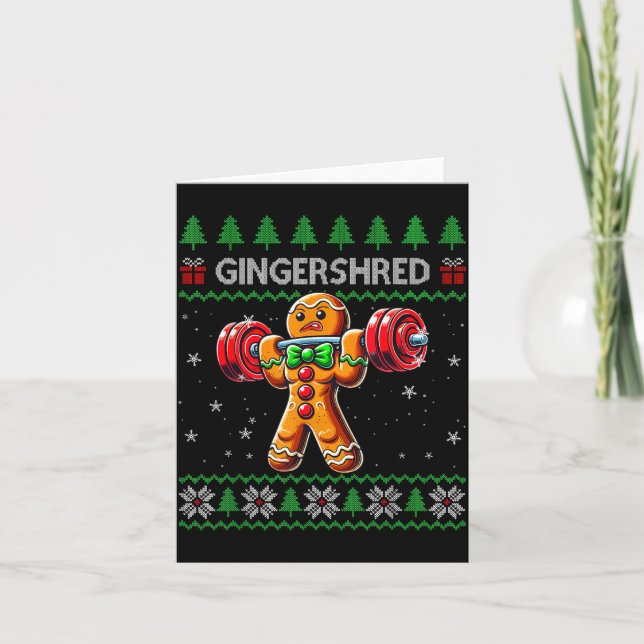 Tarjeta Gingershred Gym Christmas Ugly Sweater Gingerbread (Anverso)