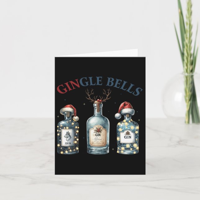 Tarjeta Gingle Bells Funny Gin Gin Bells Árbol de Navidad  (Anverso)