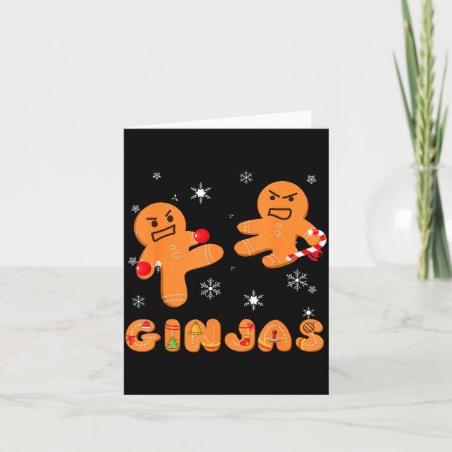 Tarjeta Ginjas Gingerbread Ninjas Funny Ugly Christmas  (Anverso)