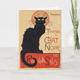 Tarjeta Gira del Gato Negro Vintage Black Cat Art Nouveau