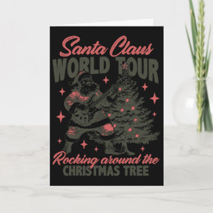 Tarjeta Gira Mundial de Santa Claus Rockeando alrededor de