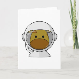 Tarjeta Girafa como astronauta con casco