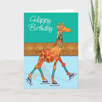Girafa de patinaje sobre hielo en el cumpleaños de