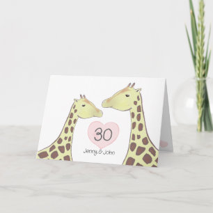 Tarjeta Giraffe 30° Aniversario de la Boda de la Perla