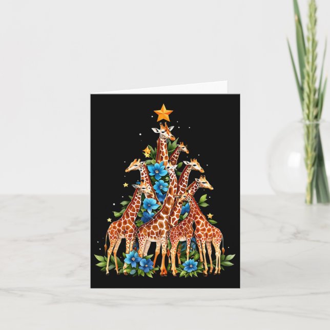 Tarjeta Giraffe Árbol de Navidad Cute Giraffe Amantes de N (Anverso)