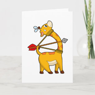 Tarjeta Giraffe Archer Arrow Bow