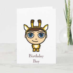 Tarjeta Giraffe Boy Cartoon Character Birthday Boy Card