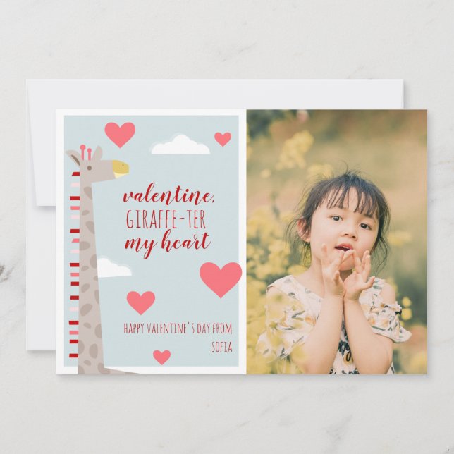Tarjeta Giraffe Classroom Valentine Photo (Anverso)