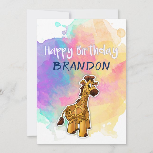 Tarjeta Giraffe Colorful Birday Card (Anverso)
