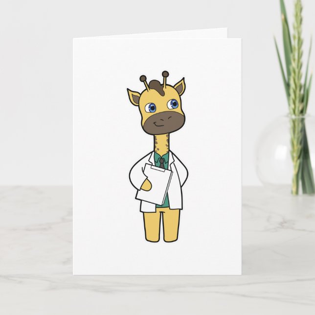 Tarjeta Giraffe como Médica con Notepad (Anverso)