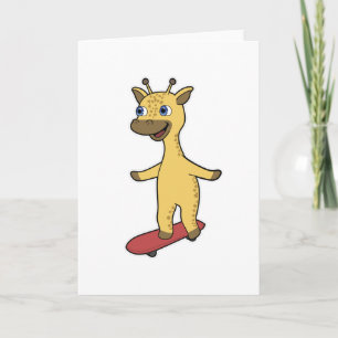 Tarjeta Giraffe como Skater con Skateboard