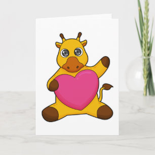 Tarjeta Giraffe con corazón