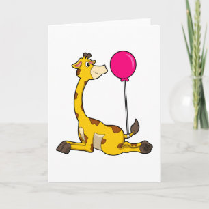 Tarjeta Giraffe con globo