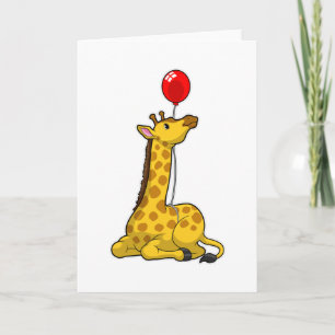 Tarjeta Giraffe con globo