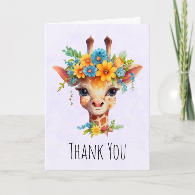 Tarjeta Giraffe cutánea con corona floral (Anverso)