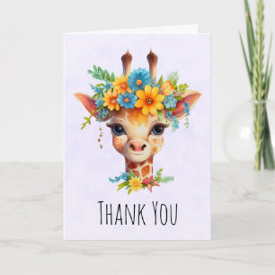 Tarjeta Giraffe cutánea con corona floral