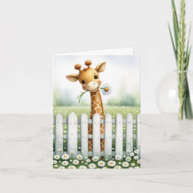 Tarjeta Giraffe De Bebé Con Daisy Notecard (Anverso)