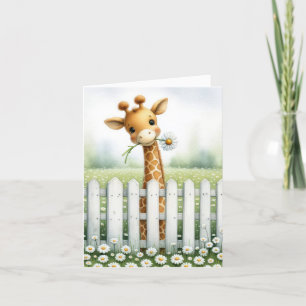 Tarjeta Giraffe De Bebé Con Daisy Notecard