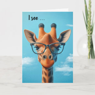 Tarjeta Giraffe de cumpleaños con anteojos