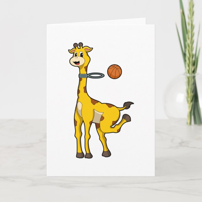 Tarjeta Giraffe en baloncesto con aro de baloncesto (Anverso)