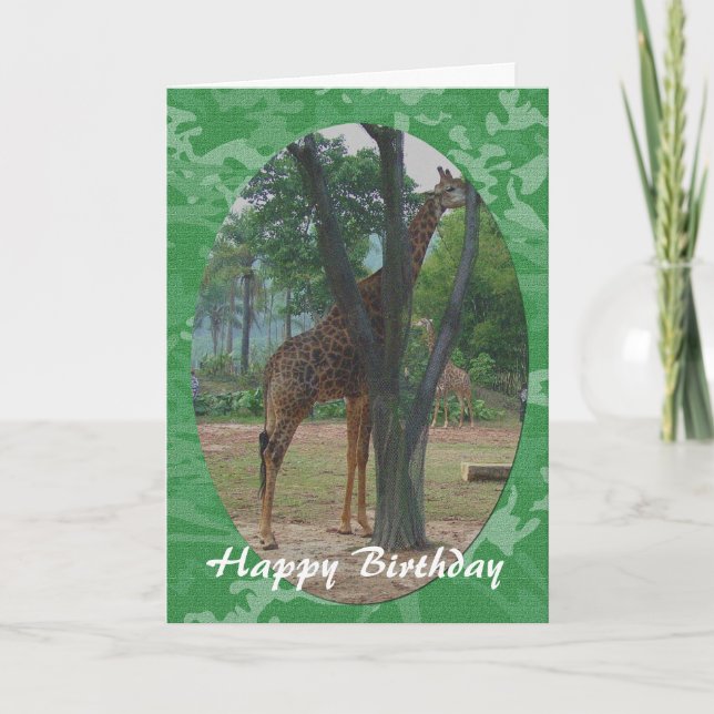 Tarjeta Giraffe en la carta de cumpleaños feliz (Anverso)