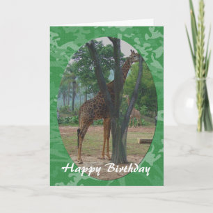 Tarjeta Giraffe en la carta de cumpleaños feliz