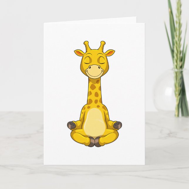 Tarjeta Giraffe en la meditación del yoga (Anverso)