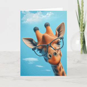 Tarjeta Giraffe En Nubes Con Anteojos