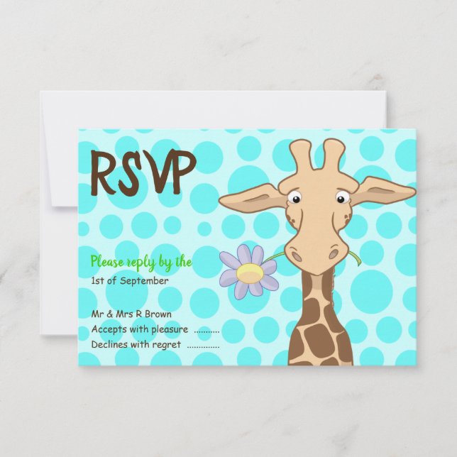 Tarjeta Giraffe Fiesta RSVP (Anverso)