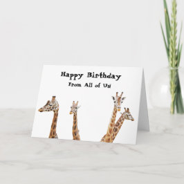 Tarjeta Giraffe Fun Photo - ¡De todos nosotros! Cumpleaños