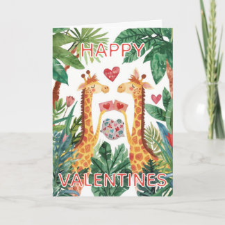 Tarjeta Giraffe Happy Valentines