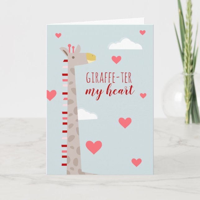 Tarjeta Giraffe Heart Valentine Pun (Anverso)