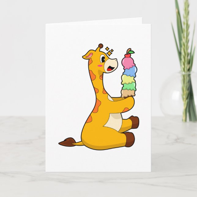Tarjeta Giraffe Helado Waffle (Anverso)