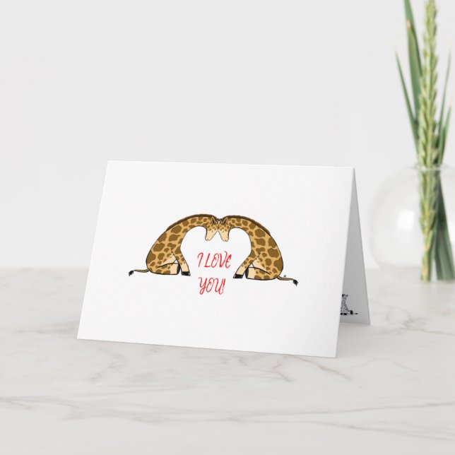Tarjeta Giraffe Love Heart Valentine Card (Anverso)