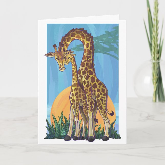 Tarjeta Giraffe Mama y Baby Happy Mother's Day Card (Anverso)