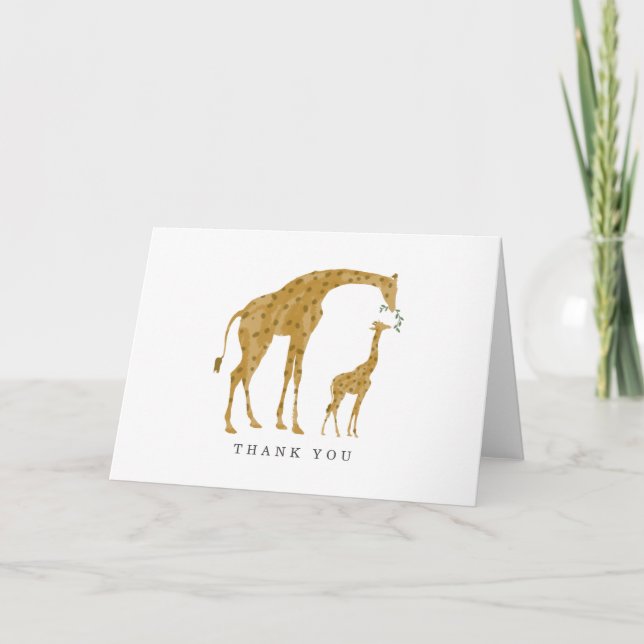 Tarjeta Giraffe Mama y Baby Shower Gracias (Anverso)