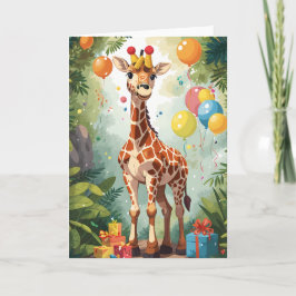 Tarjeta Giraffe personalizado con globos y regalos | Tarje