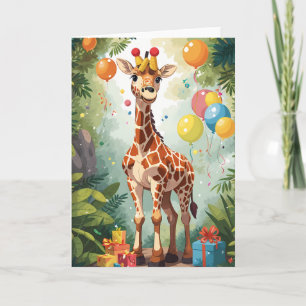 Tarjeta Giraffe personalizado con globos y regalos   Tarje