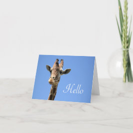 Tarjeta Giraffe Photo Cute Hello Blue