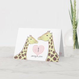 Tarjeta Giraffe Primer Aniversario Boda
