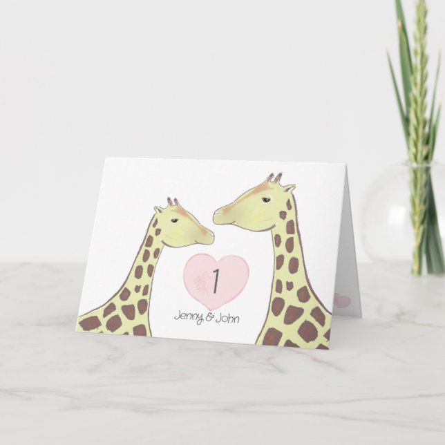 Tarjeta Giraffe Primer Aniversario Boda (Anverso)