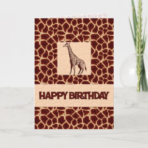 Tarjeta Giraffe Print Birthday Deluxe