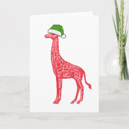 Tarjeta Giraffe rojo con Sombrero verde
