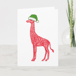 Tarjeta Giraffe rojo con Sombrero verde