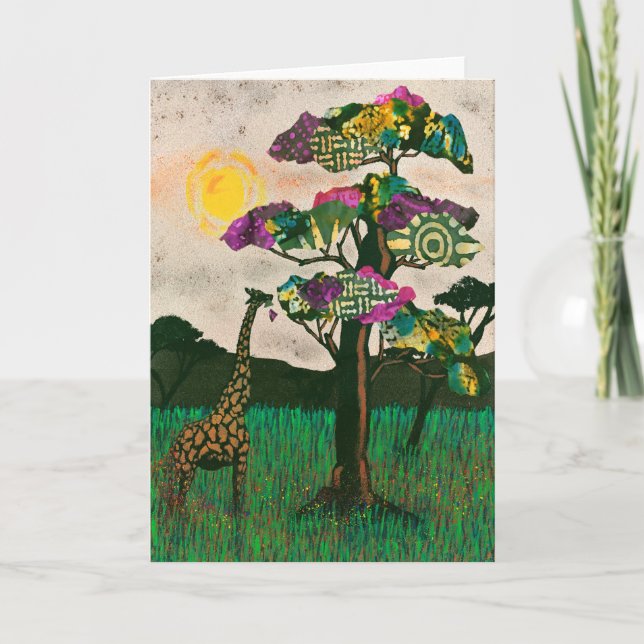 Tarjeta Giraffe sobre los aviones de África (Anverso)