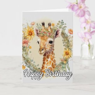 Tarjeta Giraffe Super Cute Cumpleaños feliz