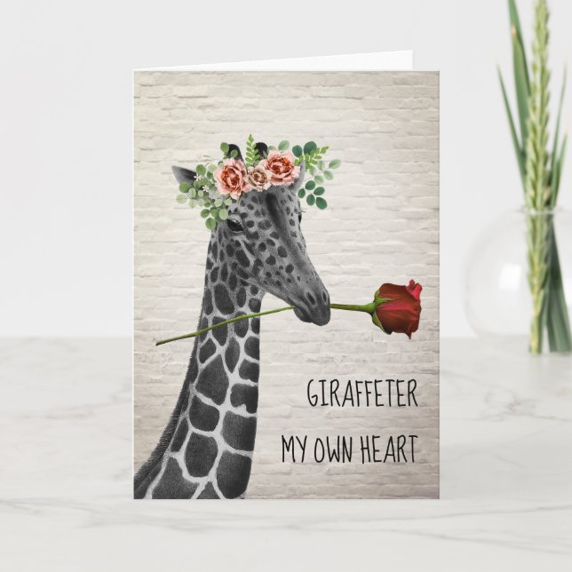 Tarjeta Giraffe ter My Own Heart Boho Giraffe Valentine (Anverso)