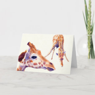 Tarjeta Giraffe Watercolor de saludo y Nota