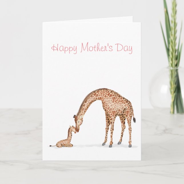 Tarjeta Giraffe y ternera Día de la Madre (Anverso)